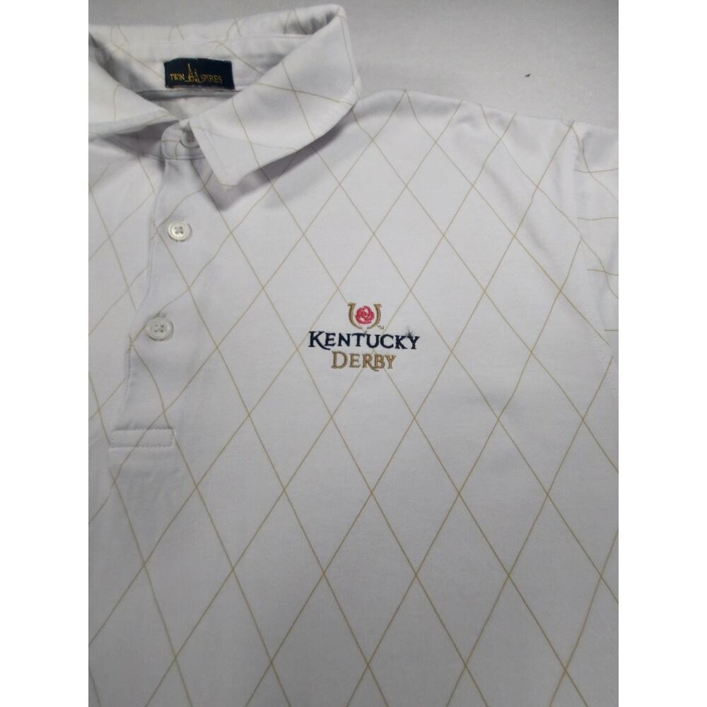 Kentucky Derby Polo Shirt Churchill Downs Twin Spires Short Sleeve Men L Argyle
